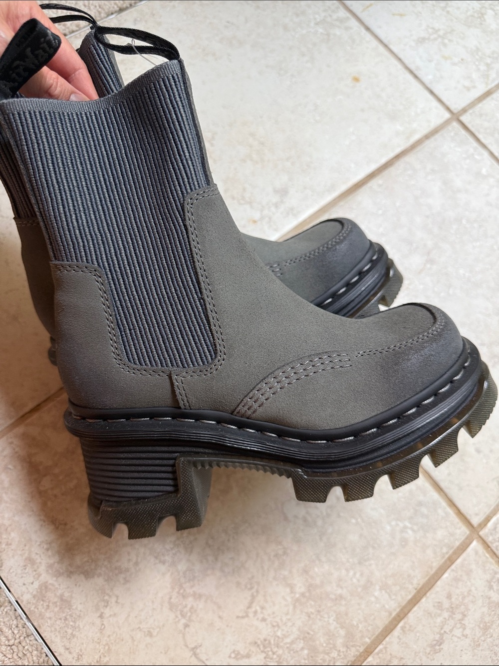 Dr. Martens Gray Chelsea Lug Ankle Boots